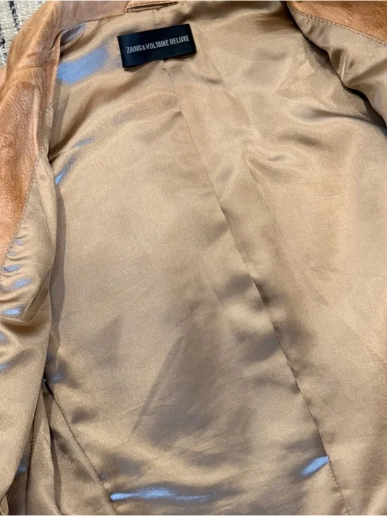 Zadig & Voltaire Suede Blazer in Tan/Camel - Picture 3 of 5